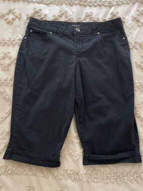 Nine West Black Denim Shorts with Classic Stitching